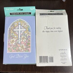 Lot 10 Packs Vintage Gibson Religious Thank You Cards "God Bless You" NOS Sealed